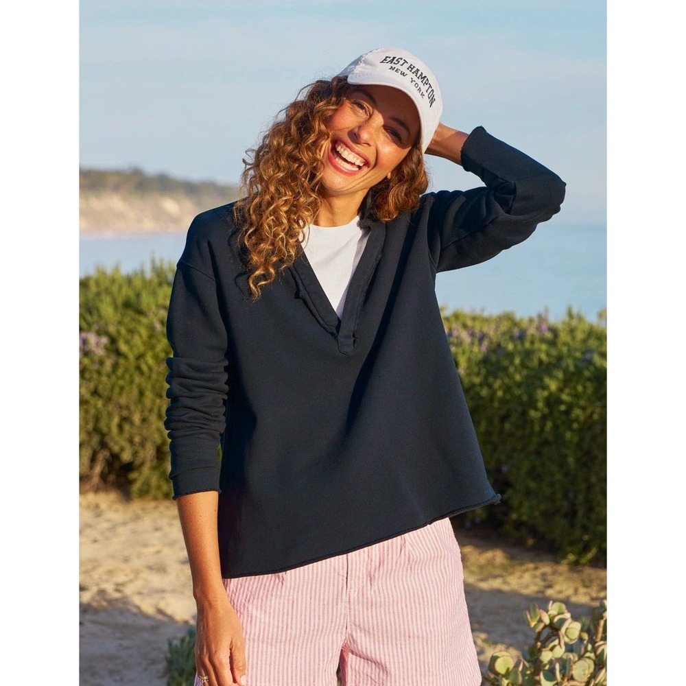 Frank & Eileen Patrick Popover Henley Triple Terry Sweatshirt Medium Dusty Blue - Picture 9 of 9